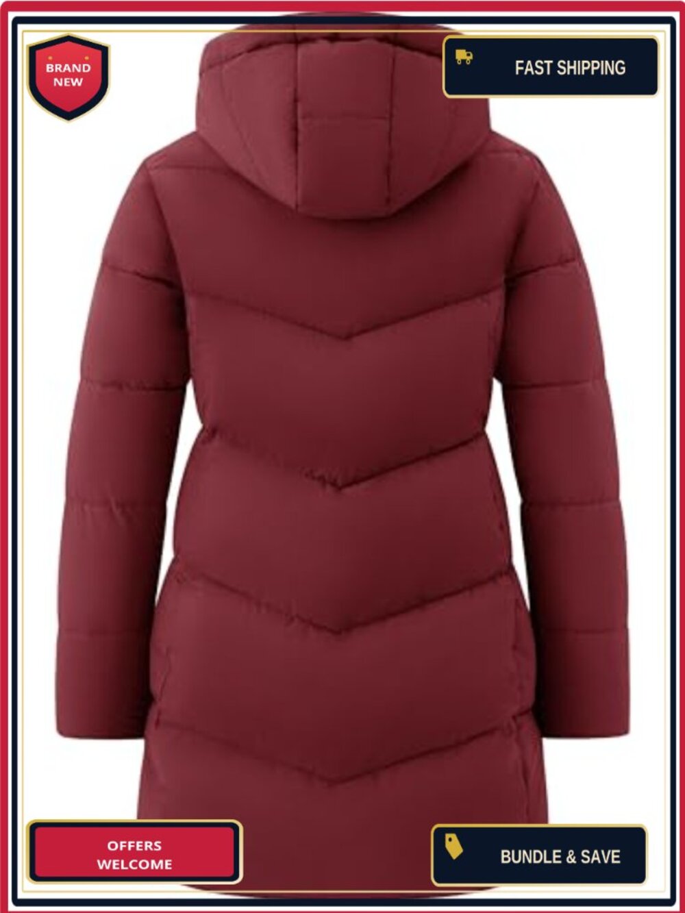Women's Winter Puffer Jacket Long Parka Warm Hooded Coat Plus Size Waterproof - Picture 3 of 6